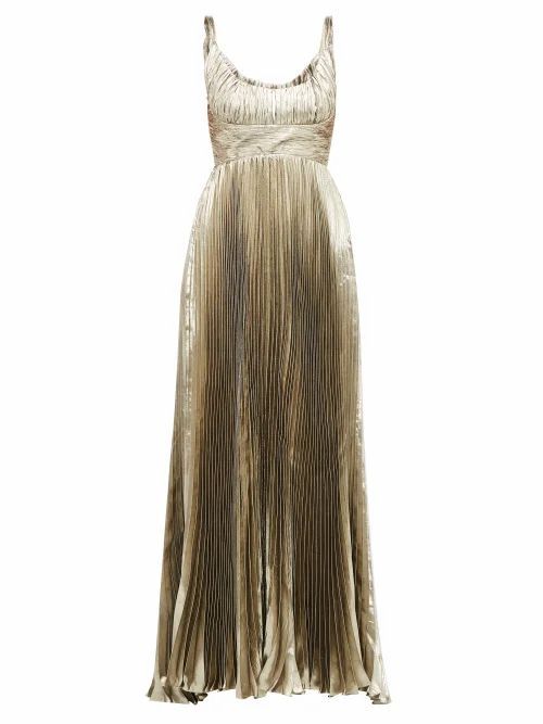 Maria Lucia Hohan - Amalia Metallic Silk-blend Chiffon Dress - Womens - Gold