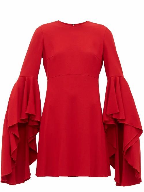 Giambattista Valli - Fluted-cuff Crepe Dress - Womens - Red