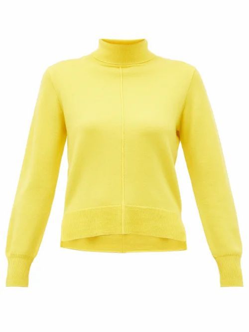 Sea - Nora Side-slit Roll-neck Wool Sweater - Womens - Yellow