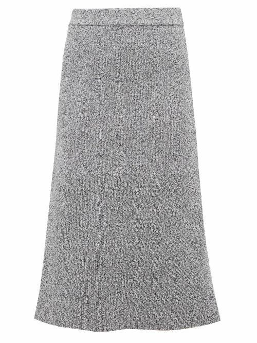 Tibi - High-rise Ribbed-knit Midi Skirt - Womens - Grey