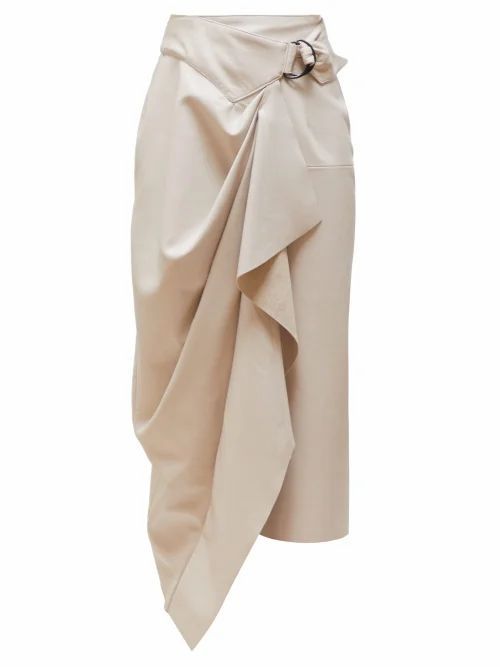Isabel Marant - Fiova Draped Leather Midi Skirt - Womens - Ivory