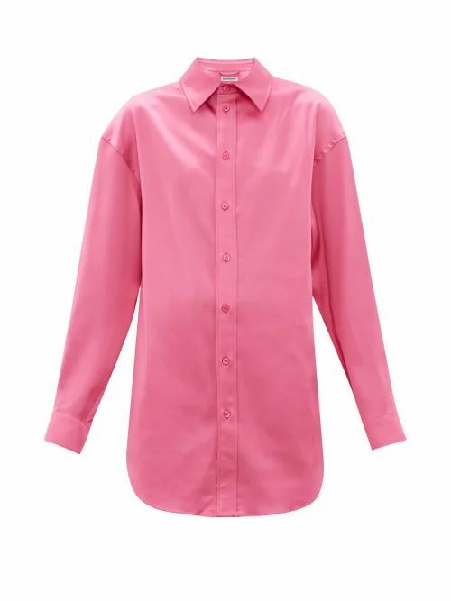 Balenciaga - Longline Satin Shirt - Womens - Pink