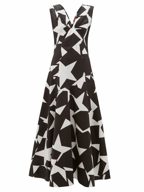 Colville - Star-print Cotton Maxi Dress - Womens - Black White