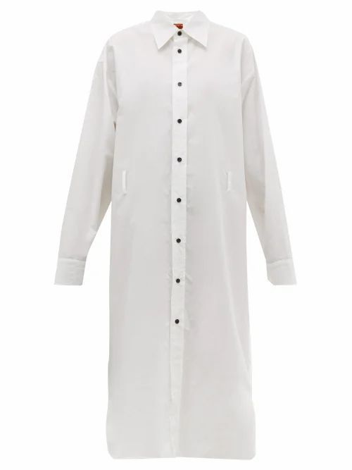 Colville - Long-sleeved Cotton Poplin Midi Shirtdress - Womens - White