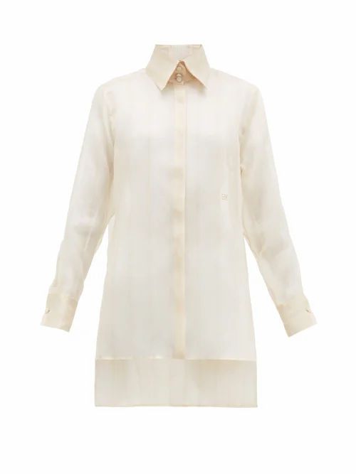 Fendi - Sheer Silk-organza Shirt - Womens - Beige