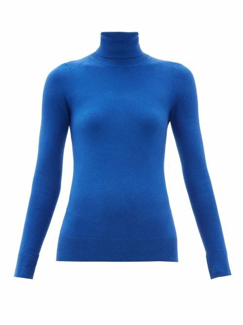 Joostricot - Peachskin Roll-neck Cotton-blend Sweater - Womens - Blue