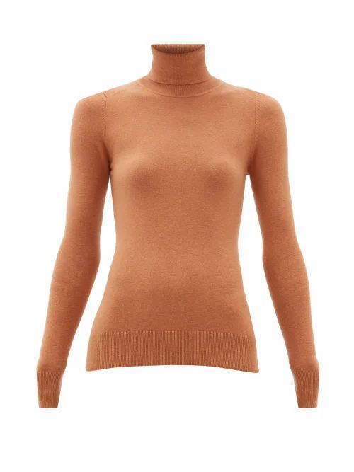 Joostricot - Peachskin Roll-neck Cotton-blend Sweater - Womens - Light Brown