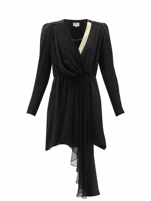 Zeus + Dione - Lysia Draped Silk Crepe De Chine Mini Dress - Womens - Black Multi