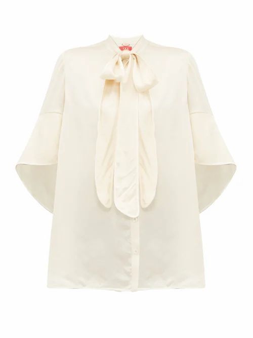 F.r.s - For Restless Sleepers - Diana Pussy-bow Hammered-satin Blouse - Womens - Cream