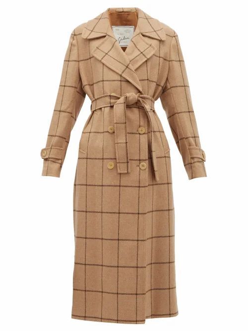 Giuliva Heritage Collection - The Christie Checked Wool Trench Coat - Womens - Camel