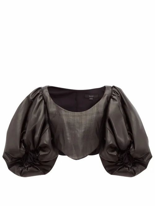 Ellery - Sister Morphine Balloon-sleeve Faux-leather Top - Womens - Black