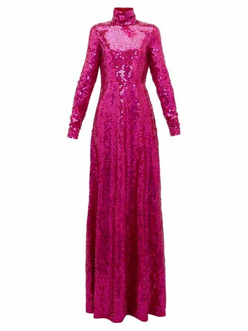 The Attico - High-neck Sequinned Gown - Womens - Red