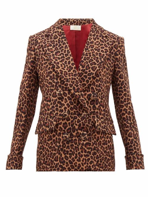 Sara Battaglia - Leopard-print Double-breasted Jacket - Womens - Leopard