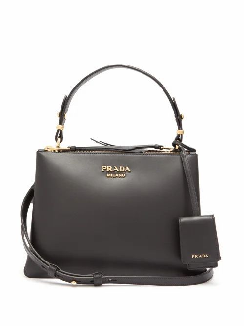 Prada - Deux Leather Handbag - Womens - Black