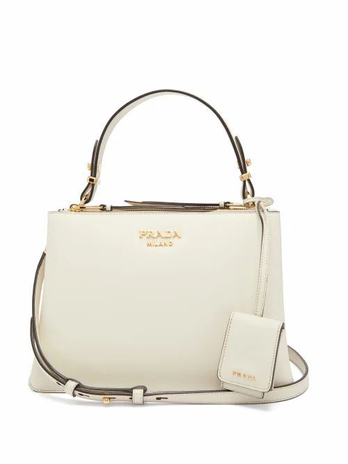 Prada - Deux Leather Cross-body Handbag - Womens - White