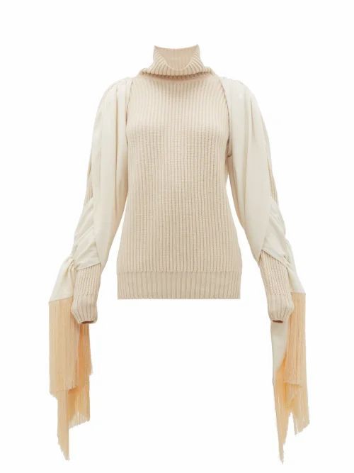 Hillier Bartley - Fringed-sleeve Roll-neck Cashmere Sweater - Womens - Cream