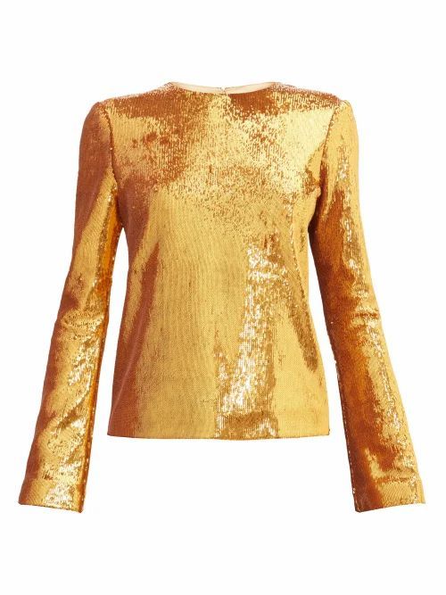 Galvan - Gilded Clara Sequinned Blouse - Womens - Bronze