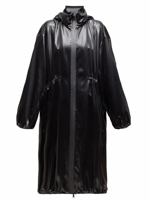 Bottega Veneta - Balloon-sleeve Hooded Leather Coat - Womens - Black