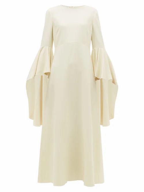 Giambattista Valli - Fluted-sleeve Crepe Maxi Dress - Womens - White