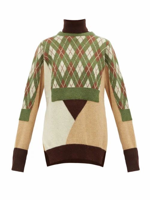 Preen By Thornton Bregazzi - Charlie Layered Wool-blend Sweater - Womens - Green Multi