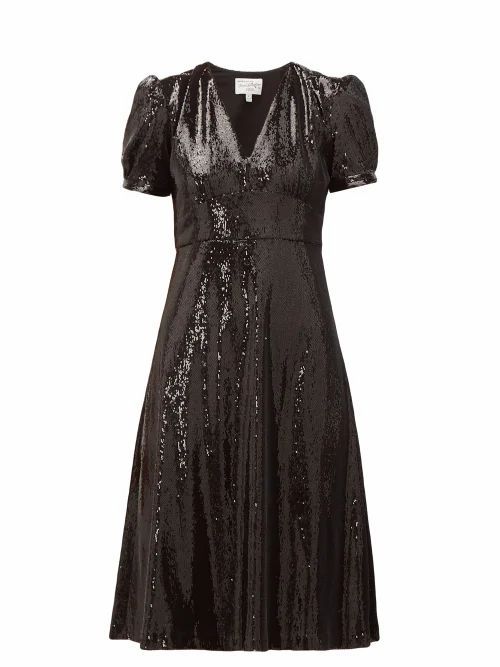 Paula V-neck Sequinned Dress - Womens - Black