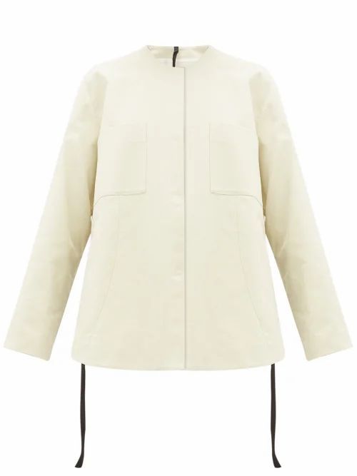 Sara Lanzi - Side-tie Cotton-twill Shirt Jacket - Womens - Ivory