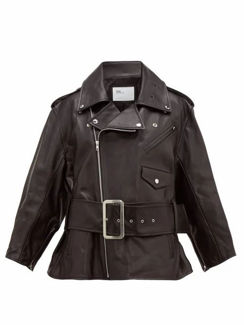 Toga - Belted Leather Biker Jacket - Womens - Black