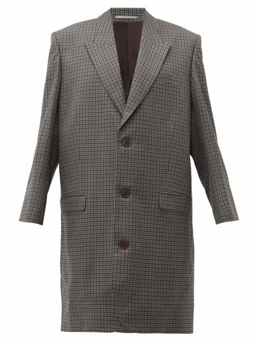 Martine Rose - Oversized Checked Wool Overcoat - Womens - Grey