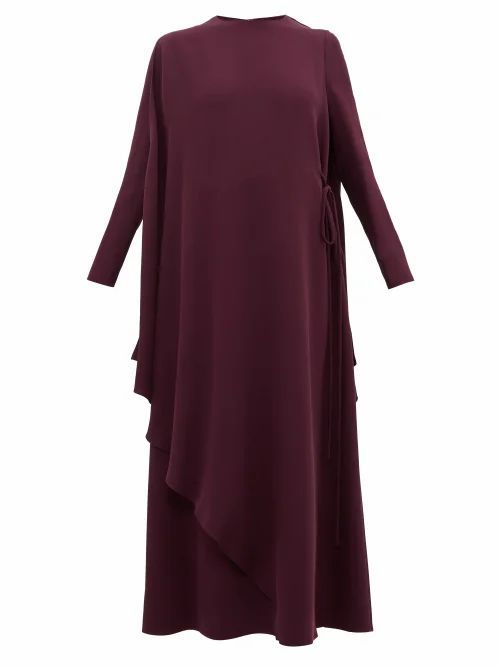 Valentino - Cape-back Silk-crepe Dress - Womens - Purple