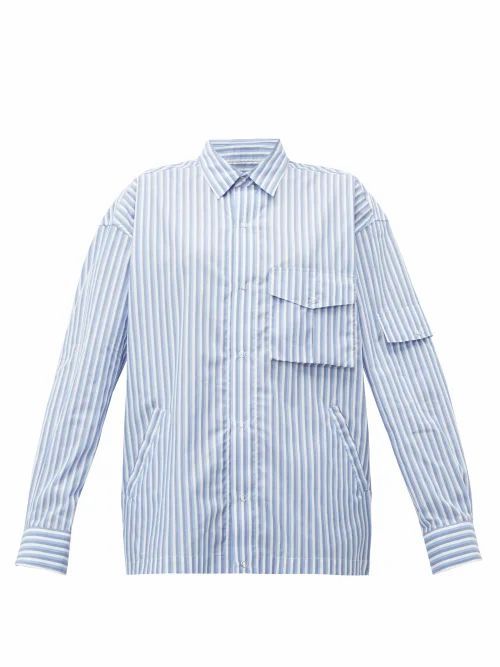 Martine Rose - Shock Cord Striped Cotton Shirt - Womens - Blue