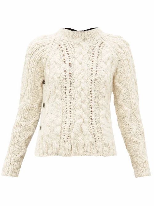 La Fetiche - Marilyn Cable-knit Wool Sweater - Womens - Black Cream