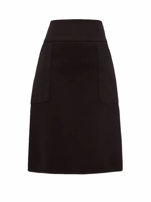 Burberry - Panelled Neoprene Midi Skirt - Womens - Black