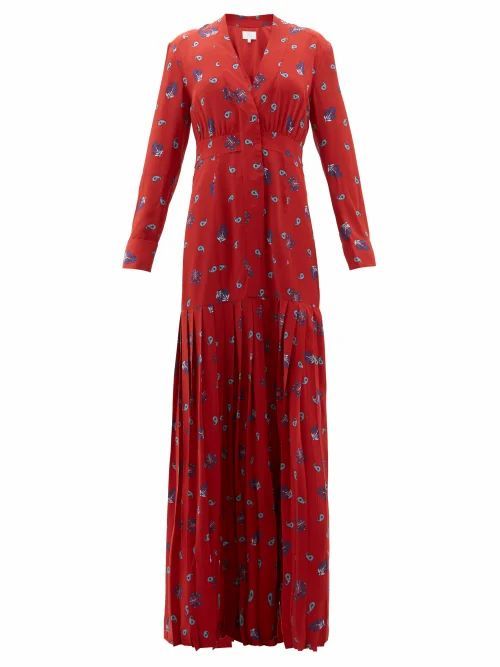Rebecca De Ravenel - Paisley-print Silk Crepe De Chine Maxi Dress - Womens - Red Multi