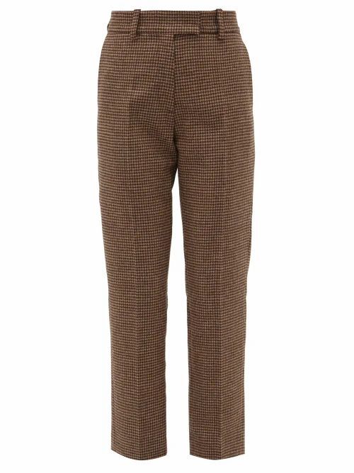 Racil - Oscar Houndstooth Wool Cigarette Trousers - Womens - Brown