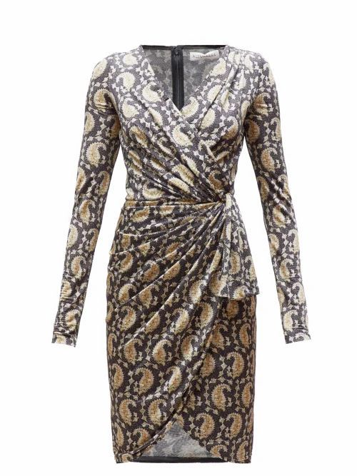 Louise Paisley-print Jersey Wrap-front Dress - Womens - Black Multi