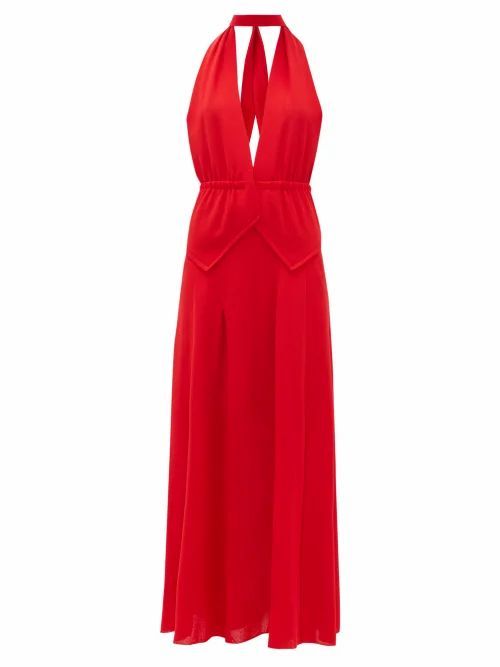 Roland Mouret - Katana Halterneck Wool-crepe Dress - Womens - Red