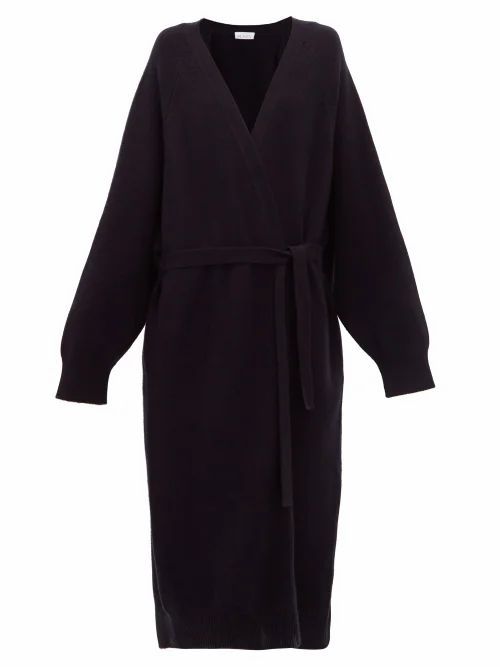Raey - Long Shawl Belted Cashmere Cardigan - Womens - Navy