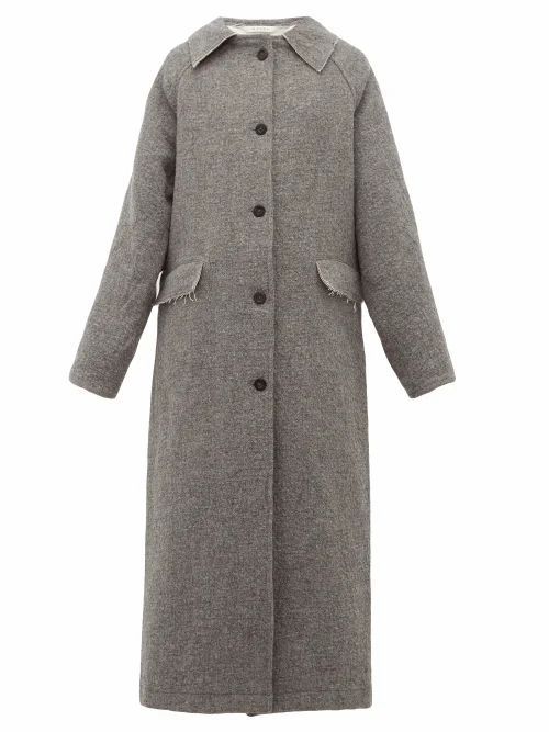 Kassl Editions - Raglan-sleeve Wool And Cotton-blend Coat - Womens - Grey