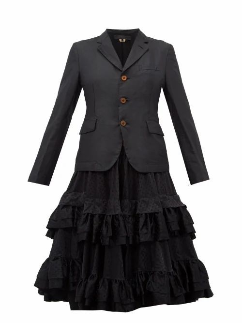 Comme Des Garçons Comme Des Garçons - Tiered Ruffle-skirt Twill Blazer - Womens - Black