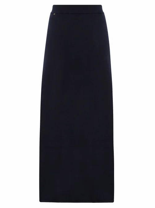 Extreme Cashmere - No. 22 Sas A-line Stretch-cashmere Skirt - Womens - Navy
