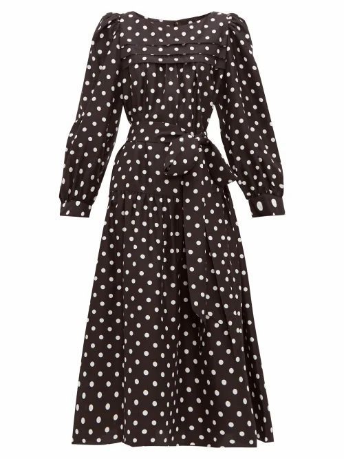 Marc Jacobs Runway - Belted Polka-dot Silk-satin Midi Dress - Womens - Black