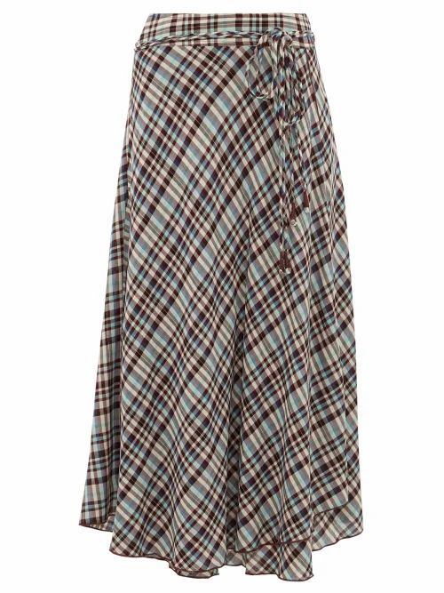 Apiece Apart - Rosehip Checked Rayon Midi Skirt - Womens - Multi