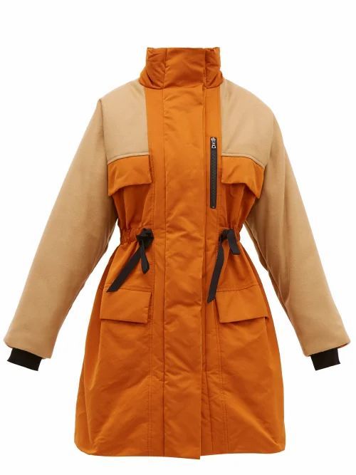 Roksanda - Nomi Colour-blocked Taffeta And Wool-blend Coat - Womens - Orange Multi