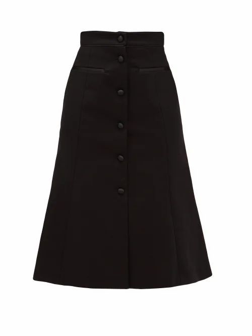 Françoise - High-rise Cotton-blend Midi Skirt - Womens - Black