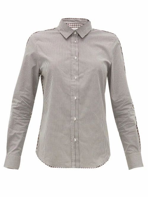 Golden Goose - Contrast-check Cotton Poplin Shirt - Womens - Brown