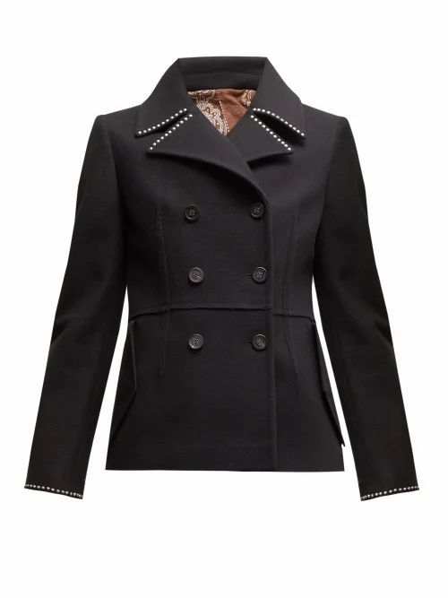 Golden Goose - Studded Double-breasted Wool-blend Pea Coat - Womens - Black