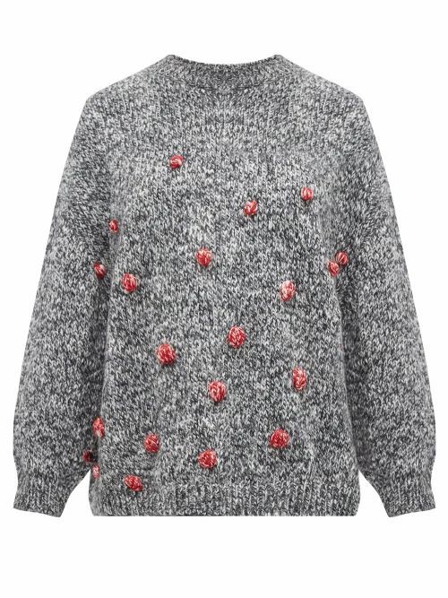 Vika Gazinskaya - Oversized Bobble-stitch Sweater - Womens - Grey Multi