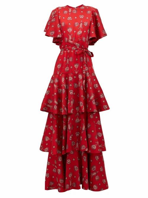 Johanna Ortiz - Meditación Del Más Allá Shell-print Maxi Dress - Womens - Red Multi