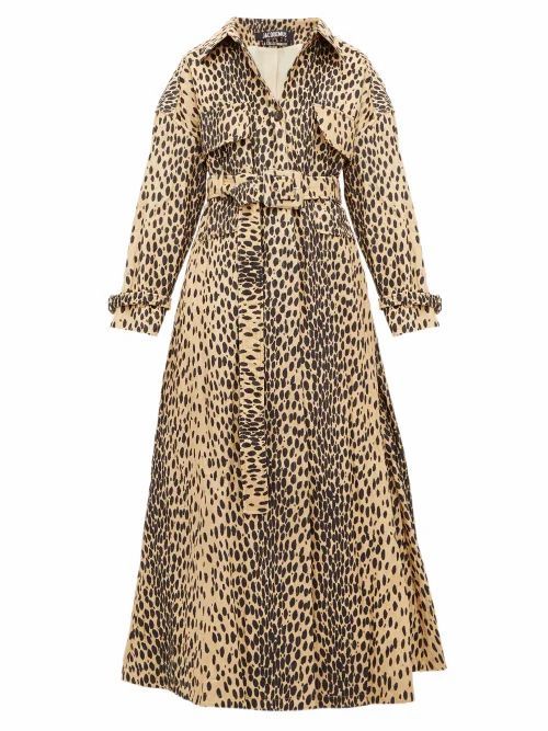Jacquemus - Thika Leopard-print Belted Cotton-blend Coat - Womens - Leopard