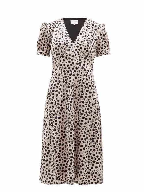 HVN - Paula Leopard-print Velvet Midi Dress - Womens - Leopard